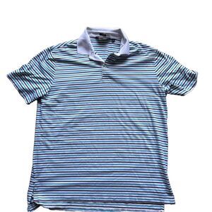 Polo Ralph Lauren Golf Mens Short Sleeve Blue/White Striped Polo Shirt Sz. XL